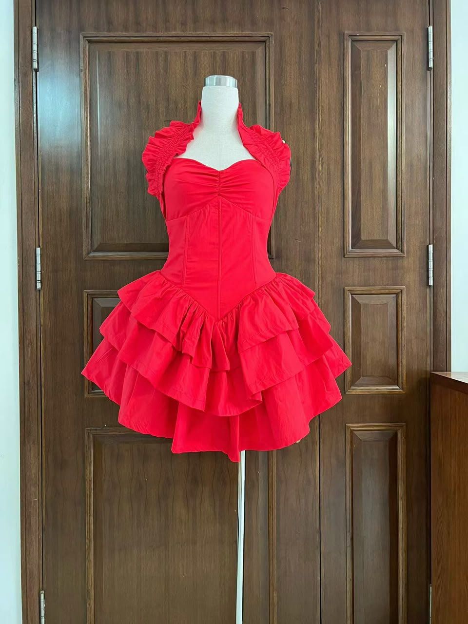 Ruffle Corset Mini Dress Red