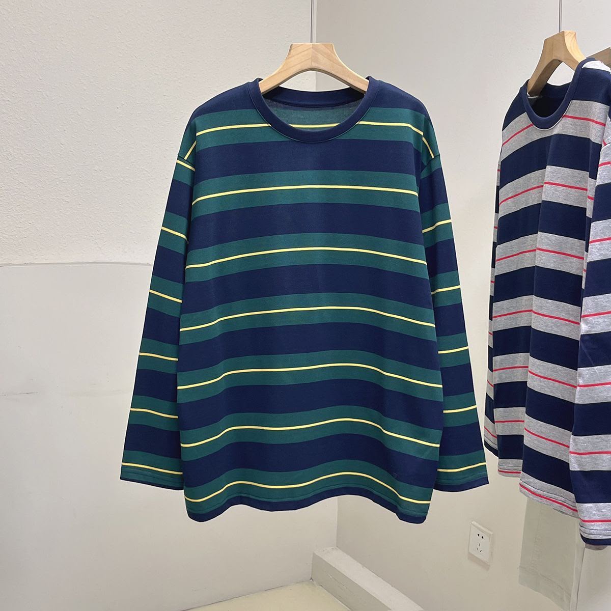 Striped Oversized Long Sleeve Sweater Navy & Green